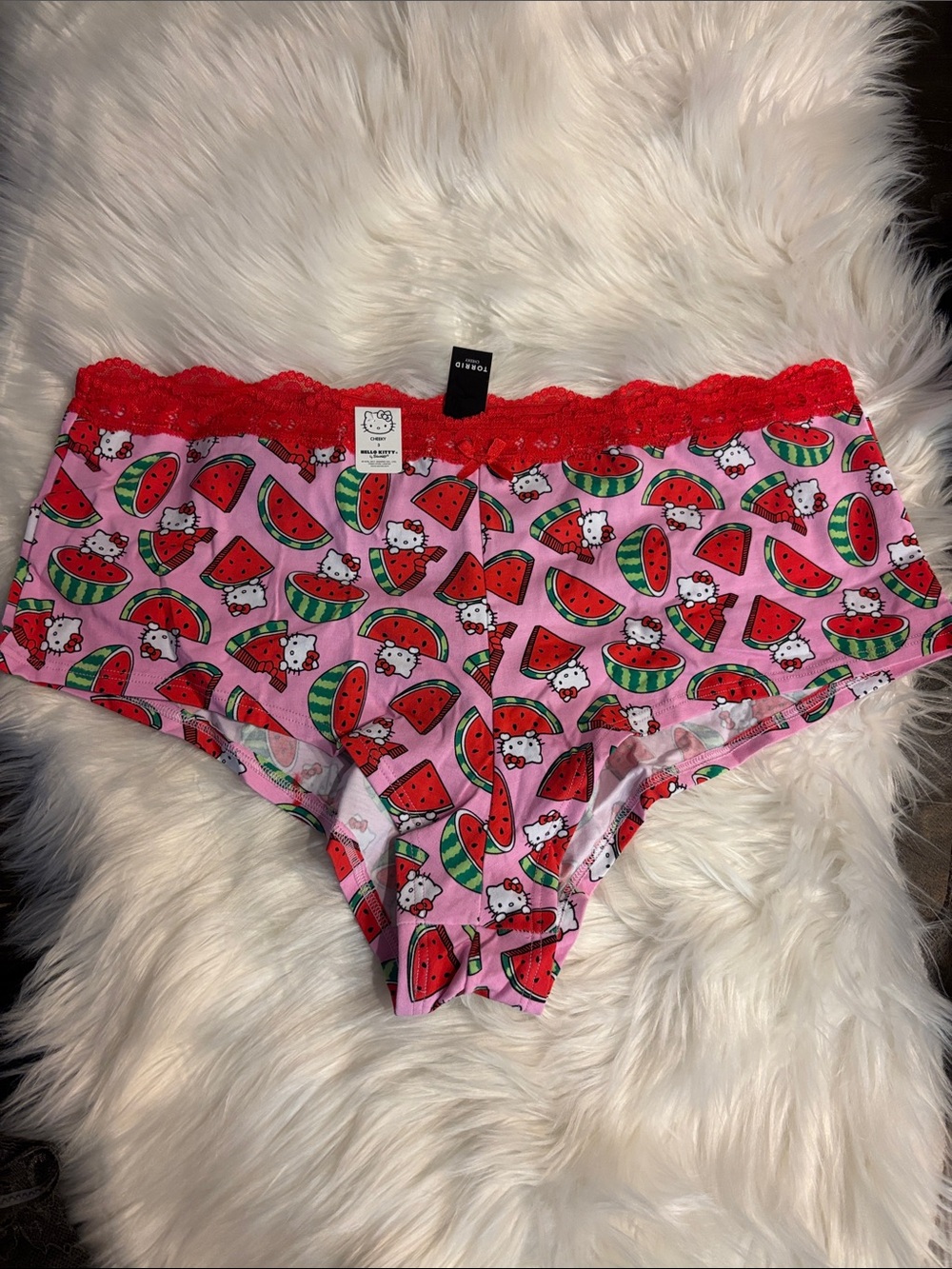 Hello Kitty Pink Red Watermelon Print Cheeky Panty